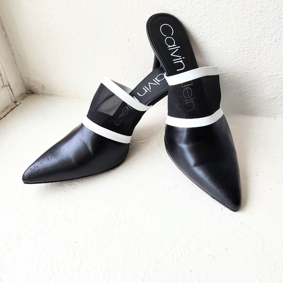 sleek and modern pair of Calvin Klein mules. Size 9 1/2 - Picture 1 of 11